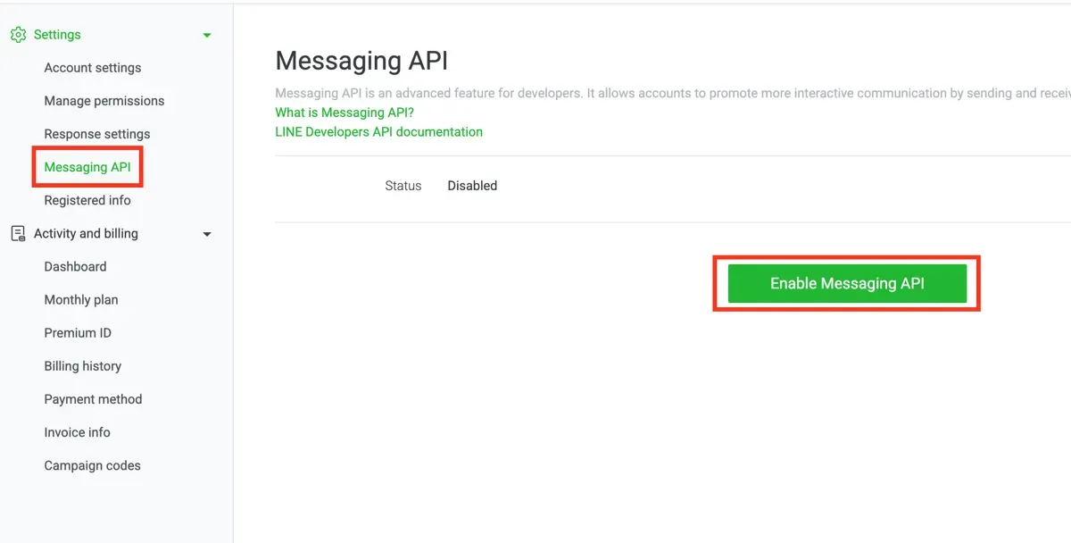 Line Messaging API step 13
